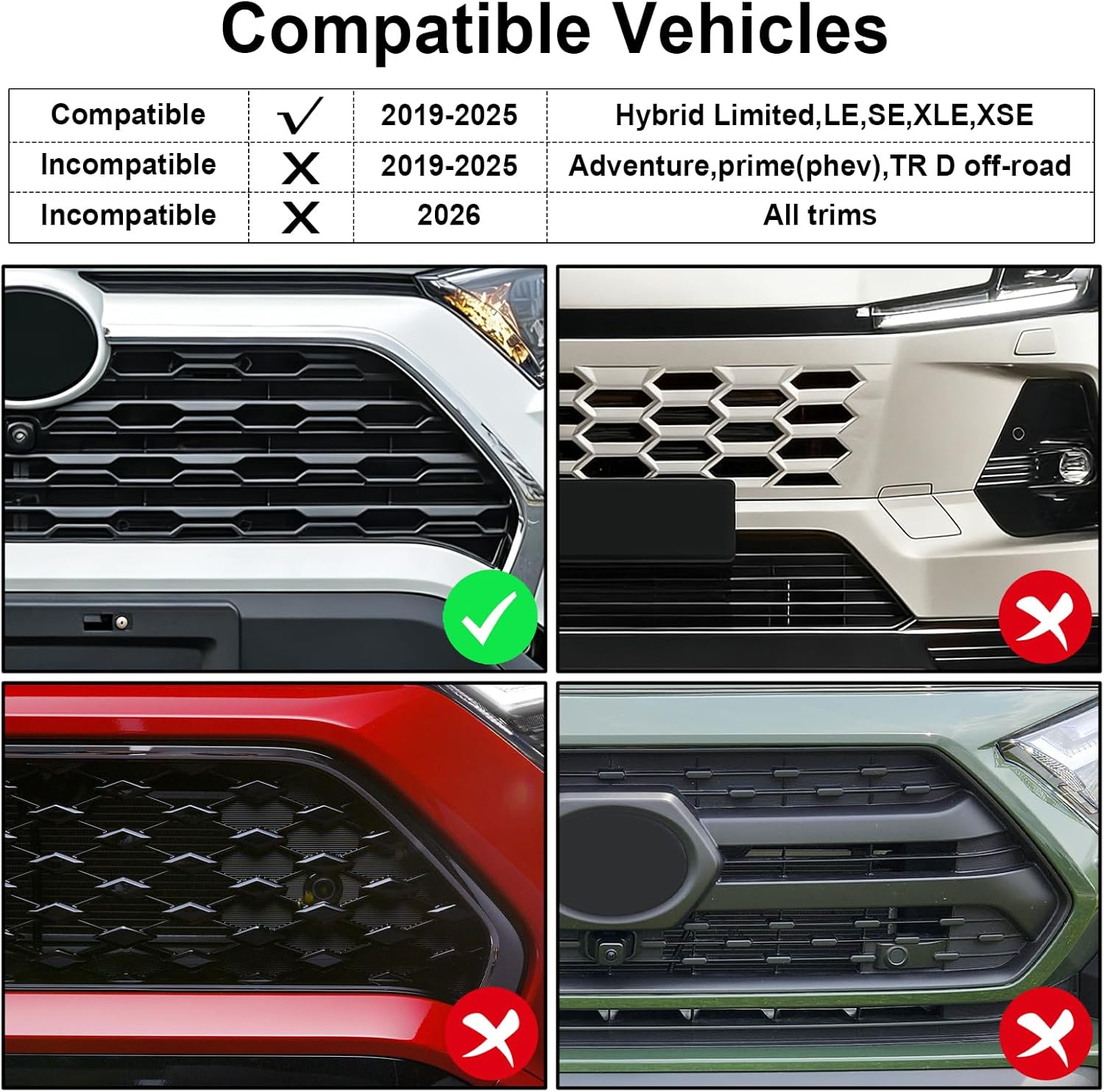 Front Grill Lights for Toyota RAV4 Accessories 2019-2025 LED Grille Lights for Hybrid LE SE XLE XSE Limited(Amber)