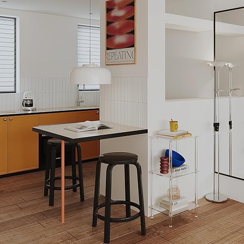 Miniatura 5 de Aquiver Mesa auxiliar alta de acrílico, mesa auxiliar de 3 niveles para espacios pequeños, mesita de noche alta transparente para sala de estar,