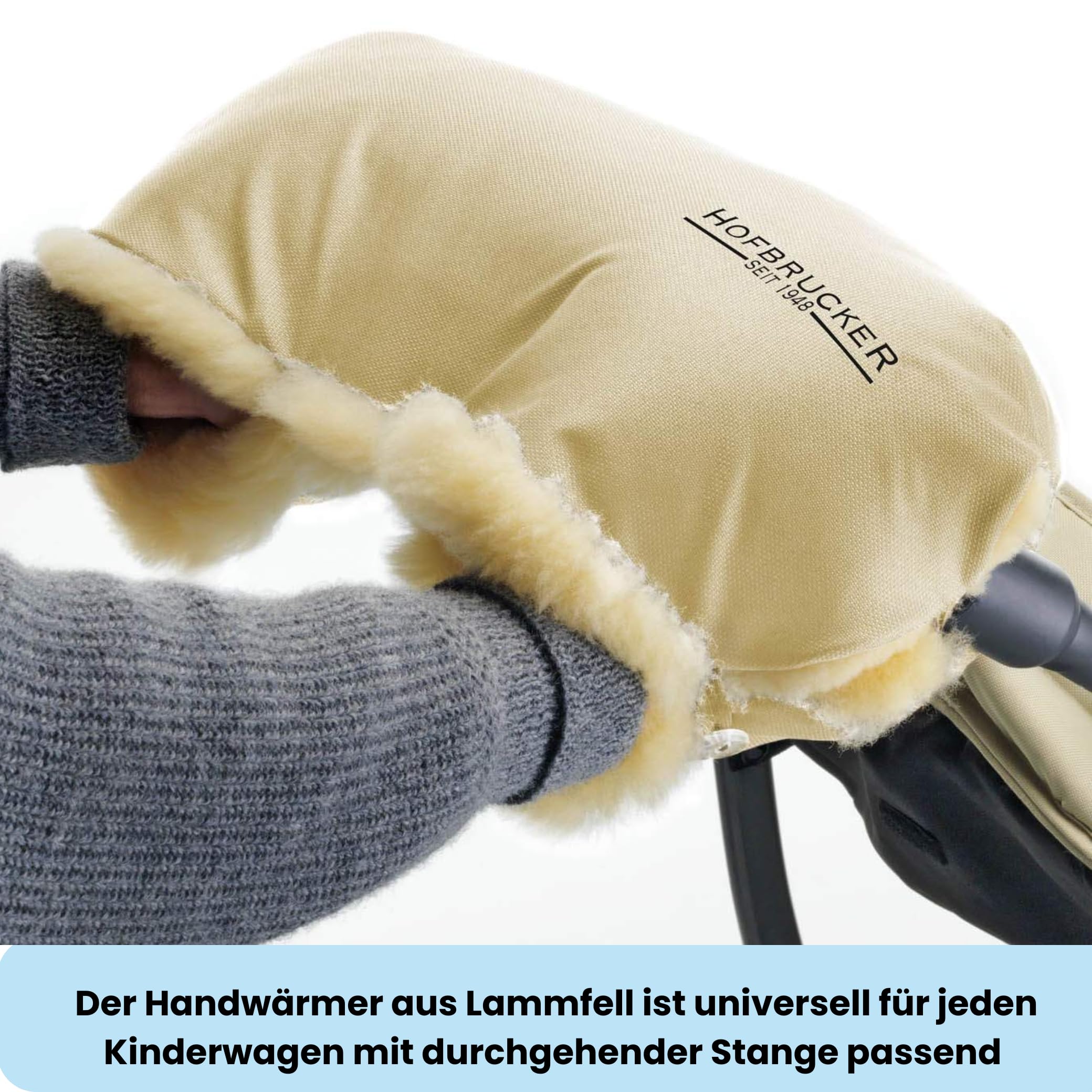 Hofbrucker seit 1948 Manoplas para el carrito (piel de cordero) Beige Única