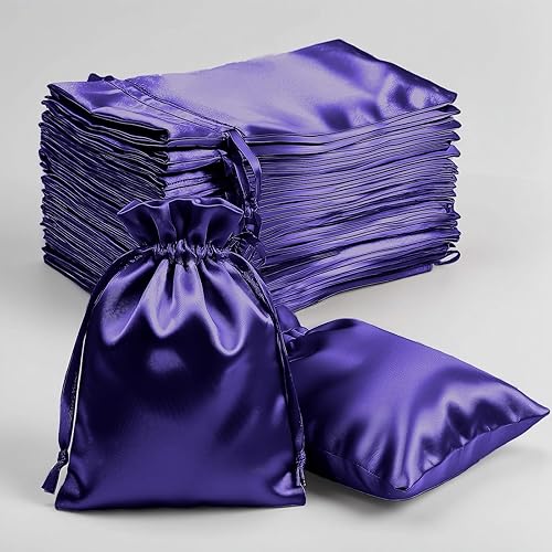 Miniatura 30 de Efavormart - Paquete de 60 bolsas de satén verde cazador para fiesta de boda, bolsa con cordón para regalo, 6 x 9 pulgadas