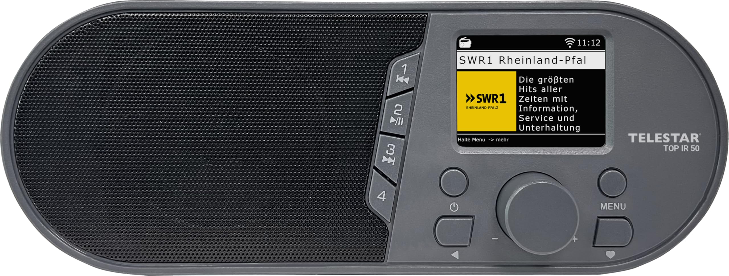 TELESTAR TOP IR 50 – Internetradio (Bluetooth Audio-Streaming, 7 W, USB-Aufnahmefunktion, Stationstasten am Gerät, Hotelmodus, Fernbedienung) – Anthrazit