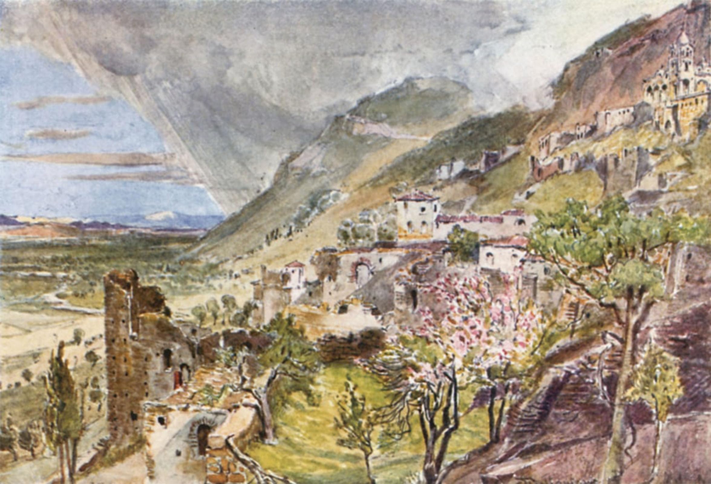ARTXLXXBN Famous Prints Artwork Pictures Poster Painting Art Mistra and the Valley of the Eurotas by Fulleylove Artwork Landscape Pictures for Home Decor 60x90cm