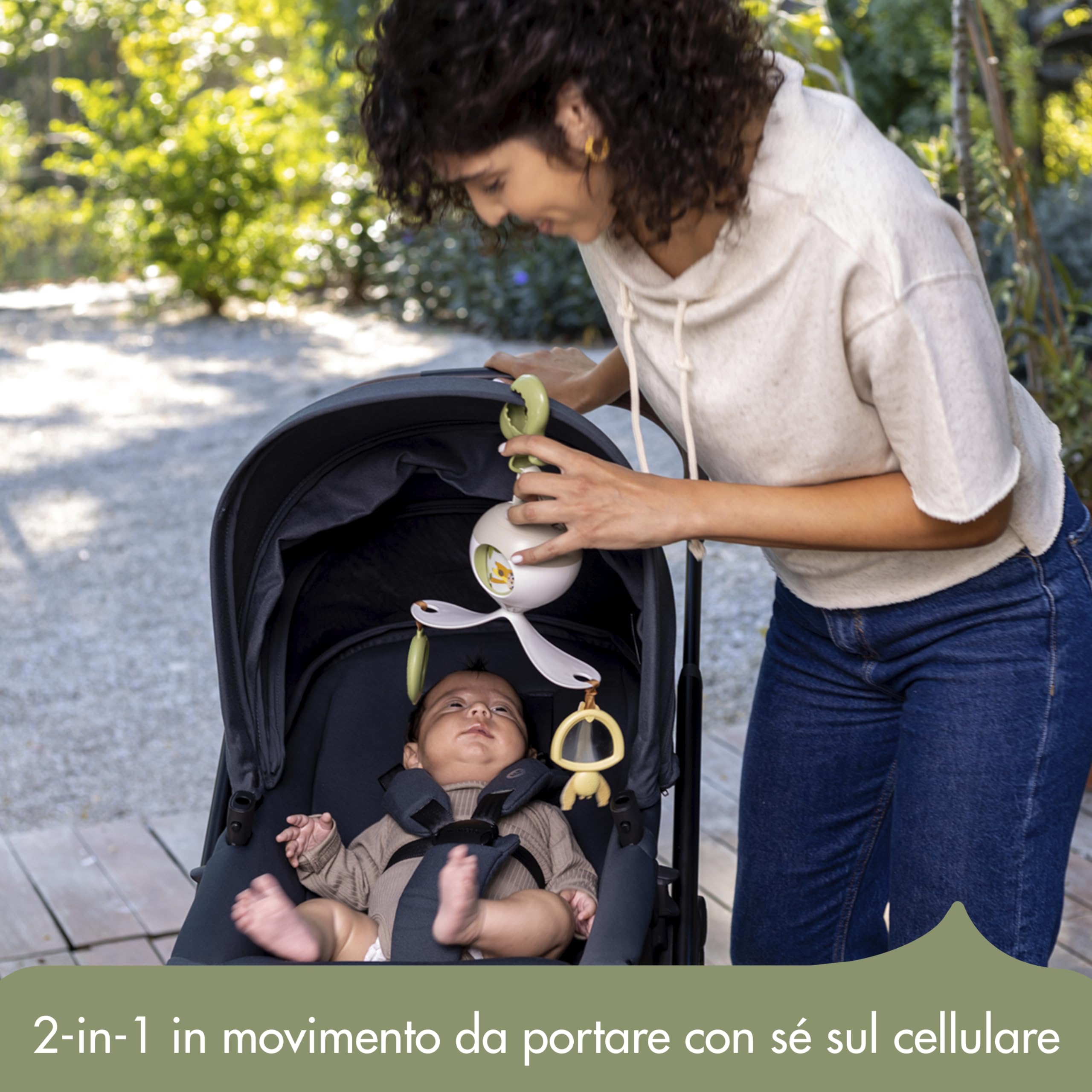 Tiny Love 2-in-1 Tummy Time Musical Mobile, Giostrina Neonato con Musica & Luci che Ruota a 360°, 0+ Mesi, per Passeggino Neonato, Giostrina musicale, 3 Modalità Musica e Suoni, Boho Chic
