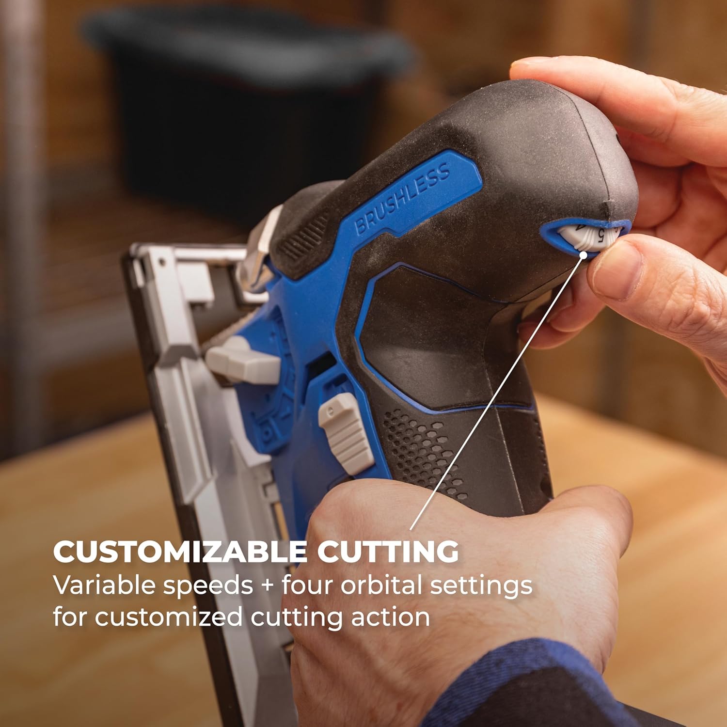 Kreg 20V Ionic Drive Barrel Grip Jigsaw - Cordless, Compact & Ergonomic - Precision Cutting - 20V Variable Speed - LED Lights & Built-In Blower - Bare Tool - KPTJS100A