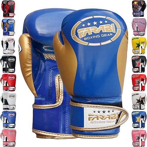 Vista 53 de Farabi - Guantes de boxeo para niños, para Muay Thai, Kick Boxing, entrenamiento, MMA, saco de boxeo Rojo