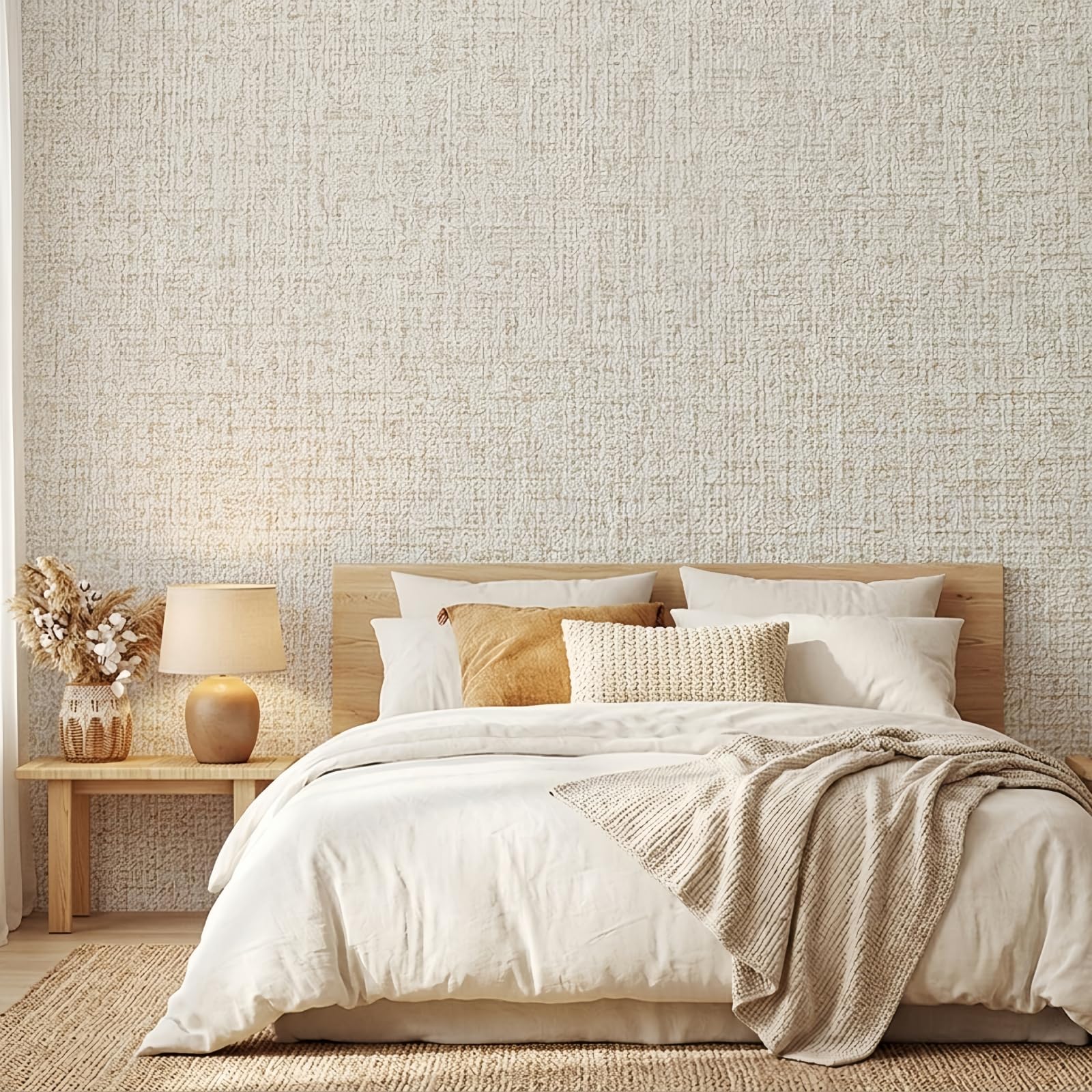 Camiraft Self Adhesive Wallpaper Beige Wallpaper 50 * 280cm 3mm Thick Peel and Stick Wall Paper Thermal Insulating Wall Covering for Hot/Cold Walls Easy to Install Wall Paper for Bedroom Living Room