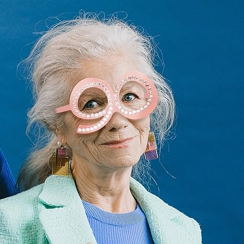 Miniatura 4 de Gafas de 90 cumpleaños  6 pares de anteojos de oro rosa de 90 años con marco de diamantes de imitación, divertidos accesorios de plástico para