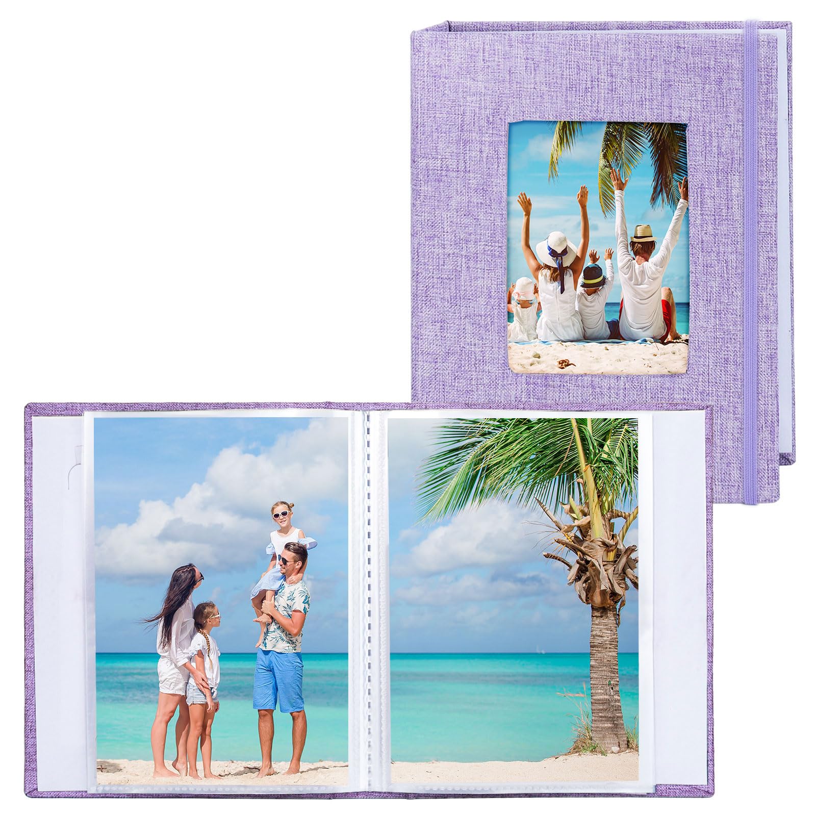 Vienrose Álbumes de Fotos Pequeños 15x10cm Fotos, 2 Paquetes de Mini Álbumes de Fotos con Cubierta de Lino, 26-Páginas con Capacidad para 52 Fotos, Obras de Arte o Postales Beige — view 24