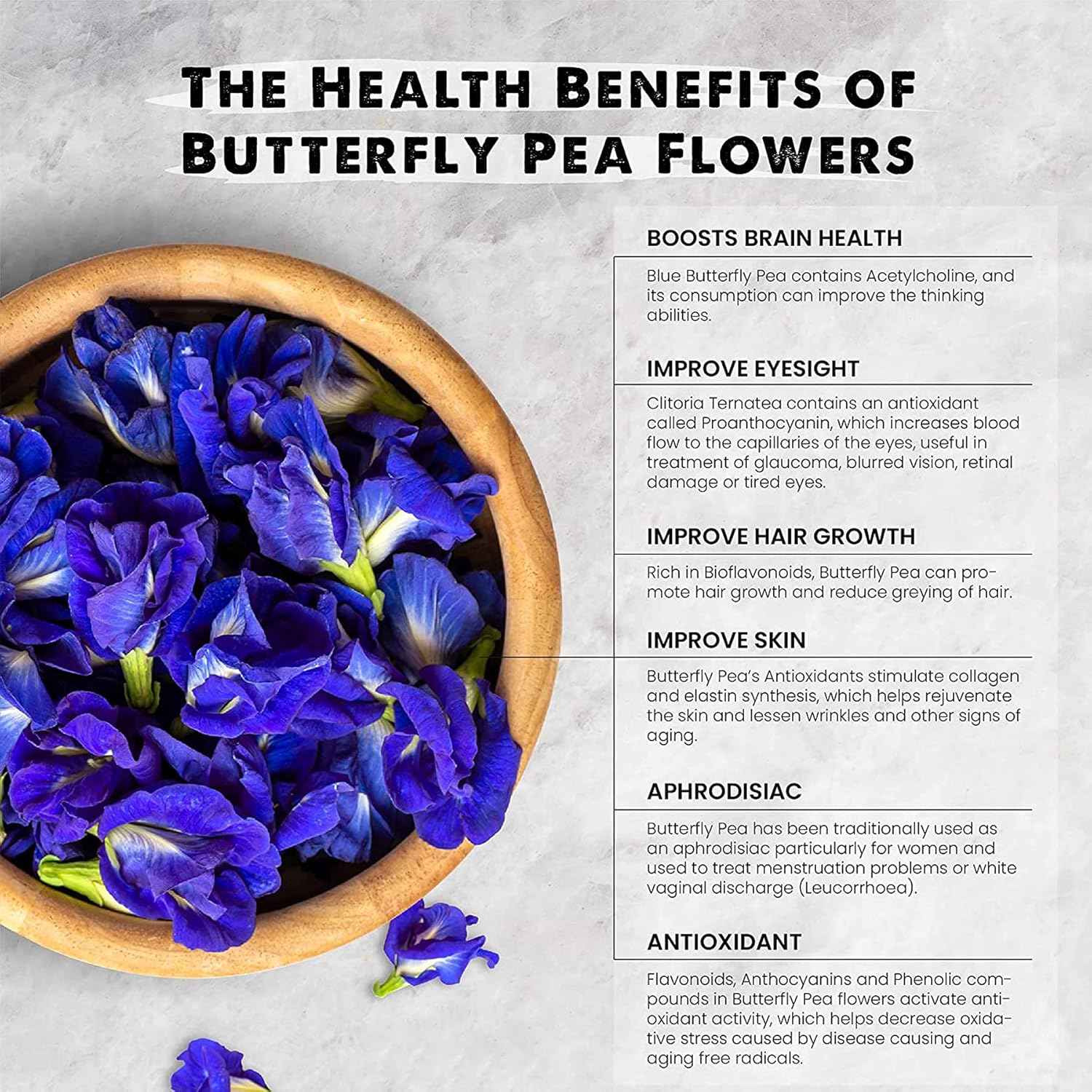 LYCKLIGA - Butterfly Pea Flower Tea, Premium Dried Butterfly Pea Tea, Blue Tea, 15 Tea Bags (pack of 6)