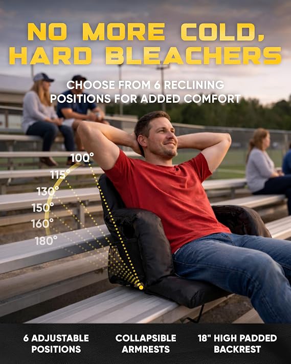 BRAWNTIDE Stadium Seat for Bleachers with Back Support - 3 Foam Cushion