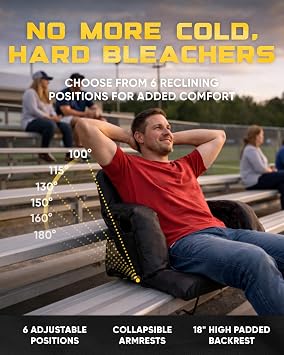 BRAWNTIDE Stadium Seat for Bleachers with Back Support - 3 Foam Cushion