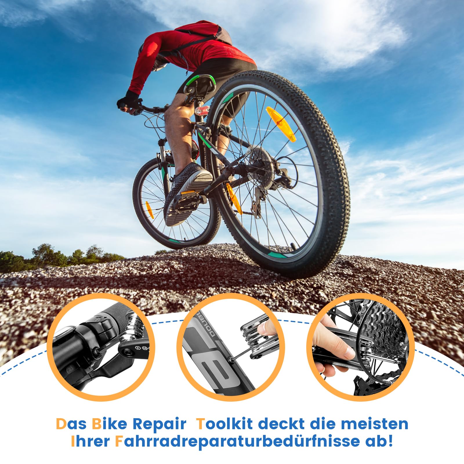 fahrrad reparatur werkzeug unterwegs Multitool Kit Fahrrad Set, 16 in 1 Fahrradwerkzeug für Fahrrad Werkzeugset Multifunktionswerkzeug Fahrradwerkzeug Tool für Reiten im Freien Sport & Freizeit Size:50 cm Bosch Intuvia Display BUI255 Mongoose MTN24V450