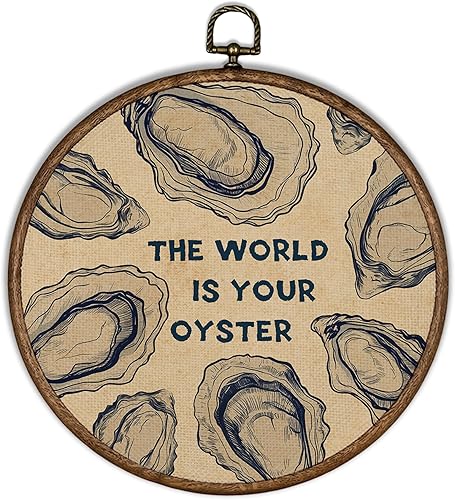 XBBMGG Decoración de pared de ostras, decoración de pared de concha de ostra vintage costera, decoración redonda para colgar en la pared, decoración