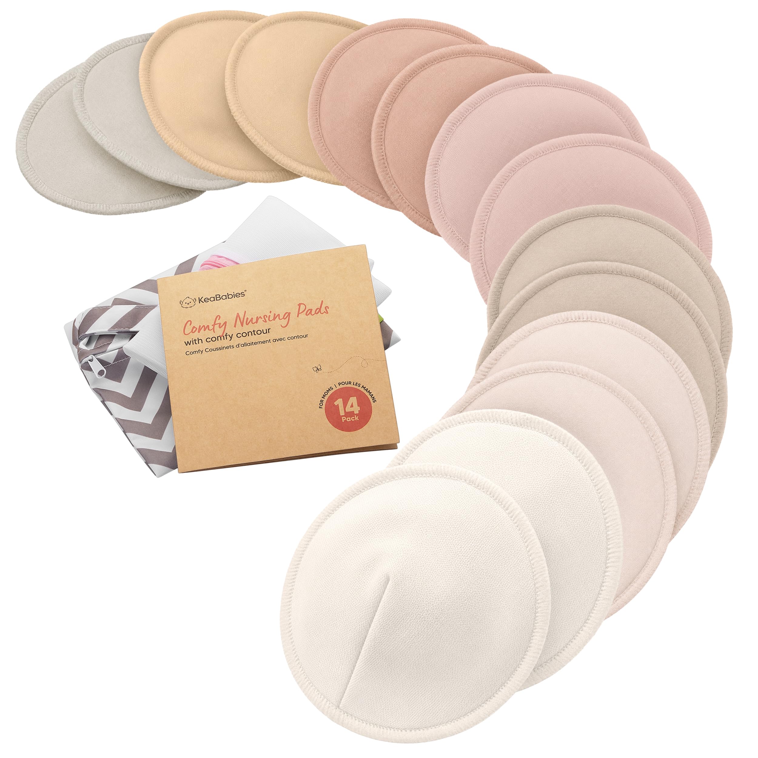 Photo 1 of KeaBabies Organic Nursing Pads, 14 Count (Neutrals, L 5")