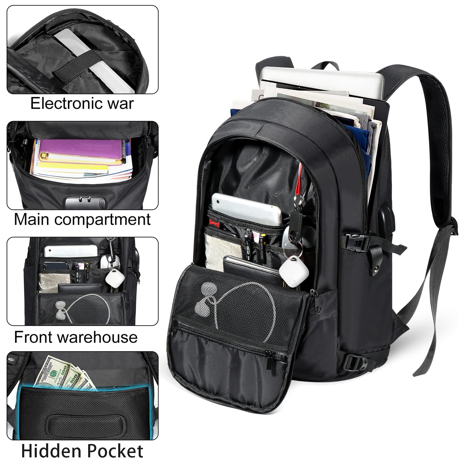 Tzowla 35 Liter Anti Theft with Tracker Tag and USB Charging Port Laptop Backpack