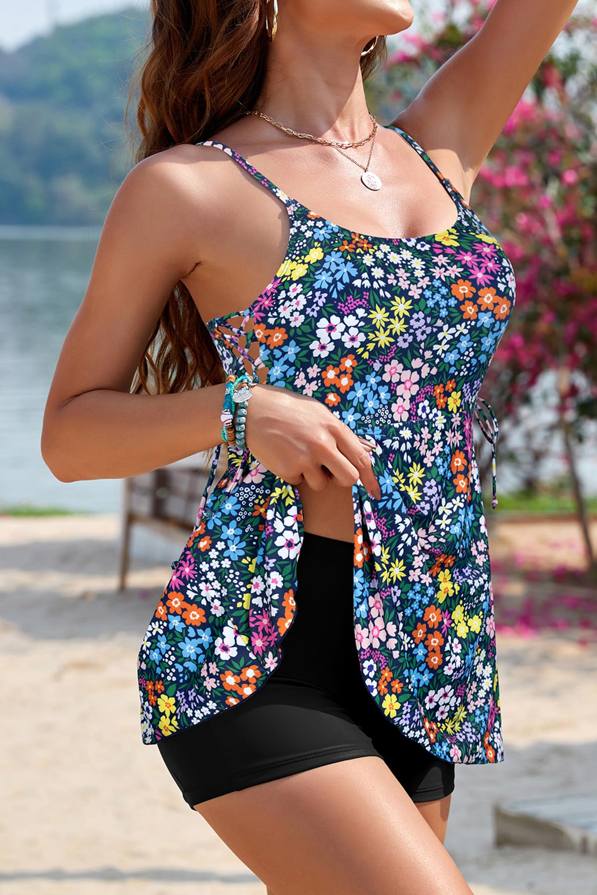 SHEKINI Costume da bagno da donna 2 pezzi costume da bagno tankini set vita alta controllo pancia costumi da bagno da donna costume da bagno da bagno con gonna plus size