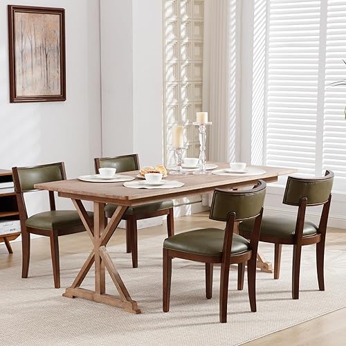 Miniatura 9 de Juego de 2 sillas de comedor modernas de mediados de siglo, sillas de comedor de granja con respaldo curvo, sillas de comedor con patas de madera de