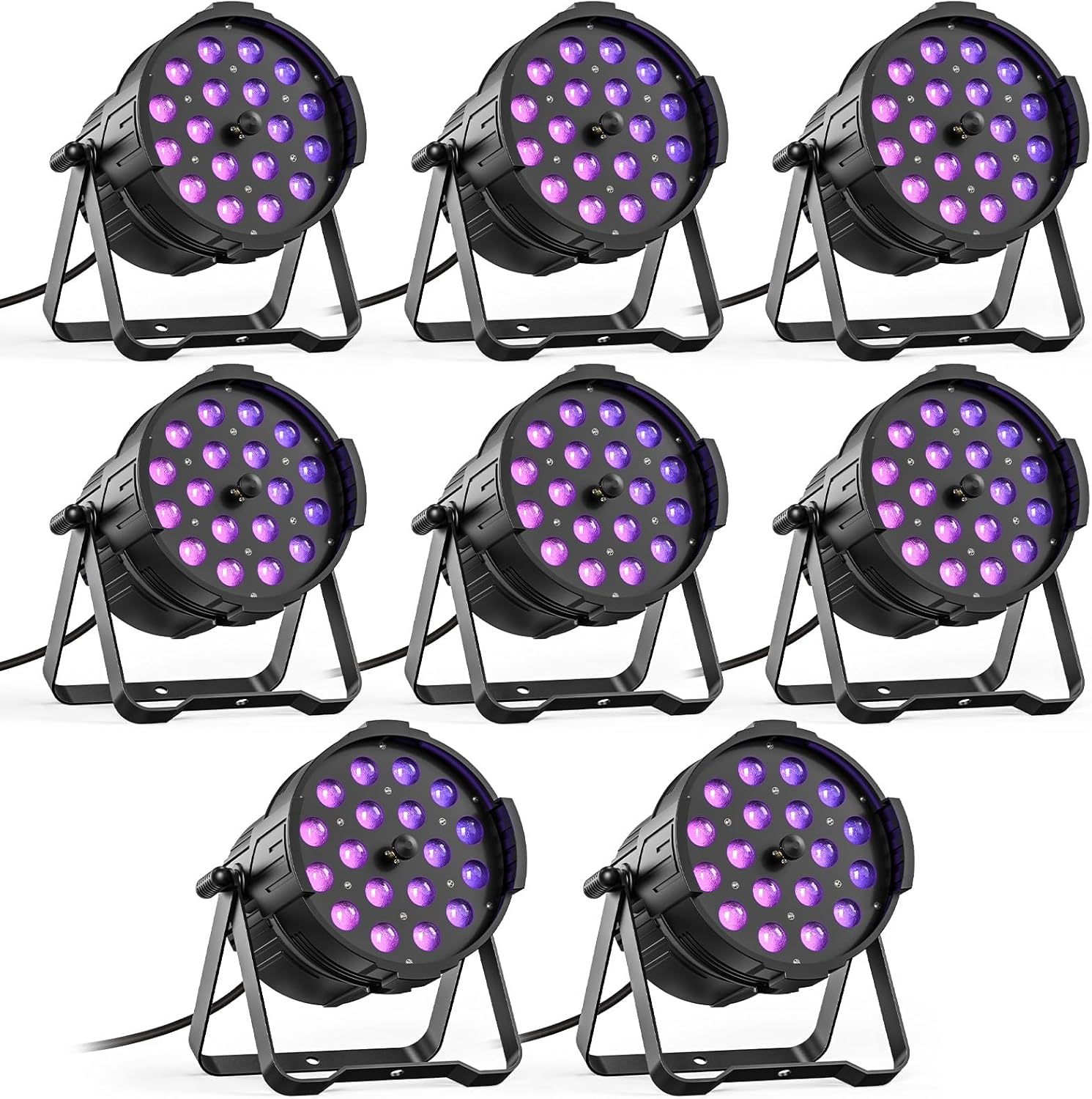 HOLDLAMP LED Zoom Par Light 18X18W RGBWA+UV 6-in-1 Stage Lighting, High Power Professional Stage Lights, DMX Sound Activated Uplights,LED Par Can for Events Christmas Party Wedding Church Bar,8 Pack