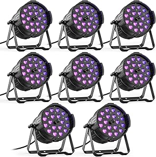 HOLDLAMP LED Zoom Par Light 18X18W RGBWA+UV 6-in-1 Stage Lighting, High Power Professional Stage Lights, DMX Sound Activated Uplights,LED Par Can for Events Christmas Party Wedding Church Bar,8 Pack