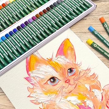 Artecho Oil Pastels Set of 50 Colors (8 x 60 mm) & 50pcs Soft Pastels, 48 Colors Including 4 Fluorescent Colors