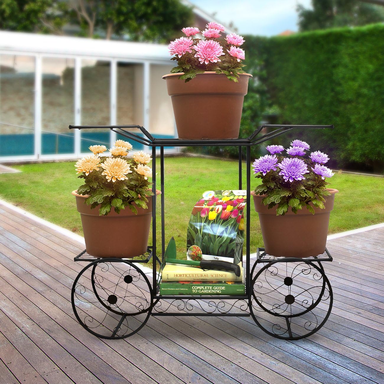 Sorbus® Garden Cart Stand & Flower Pot Plant Holder Display Rack, 6 Tiers, Parisian Style - Perfect for Home, Garden, Patio (Black) : Patio, Lawn & Garden