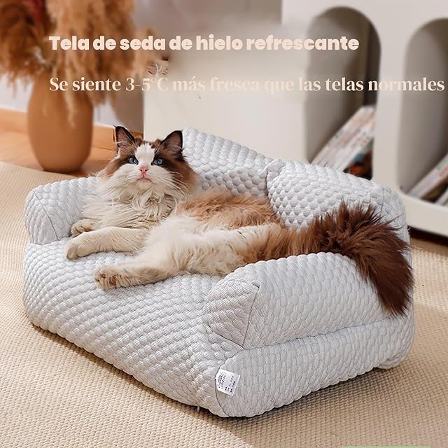 Foto 2 de 7 de KIKIATA Cama refrescante de verano para perros y gatos, seda fría transpirable y lavable