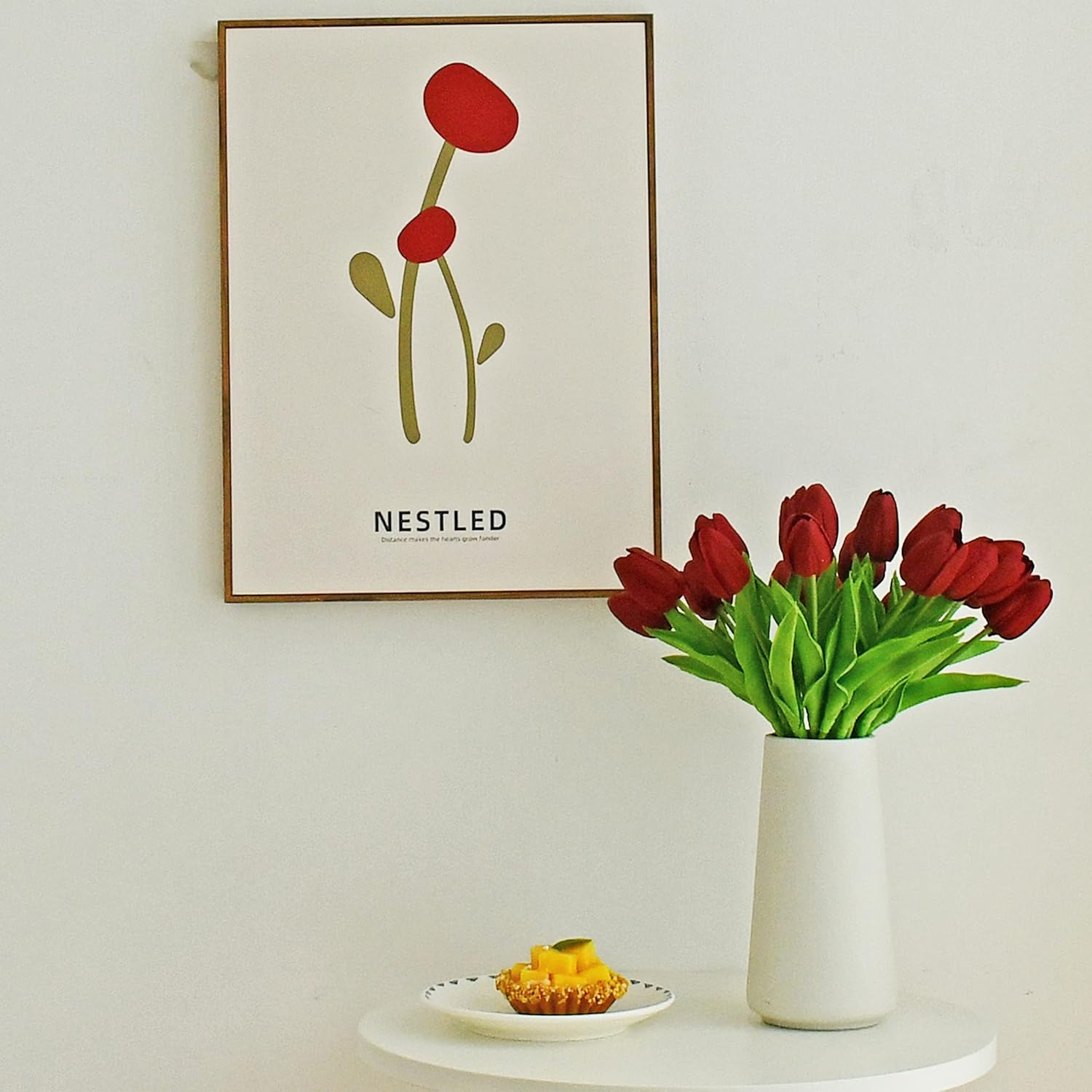 ONLY ART Artificial Burgundy Tulips 20 Pcs – 13.5 Inch PU Faux Flowers with Bendable Stems for Home Décor, Wedding Centerpieces, DIY Floral Arrangements, New Year and Valentine's Day - Image 6