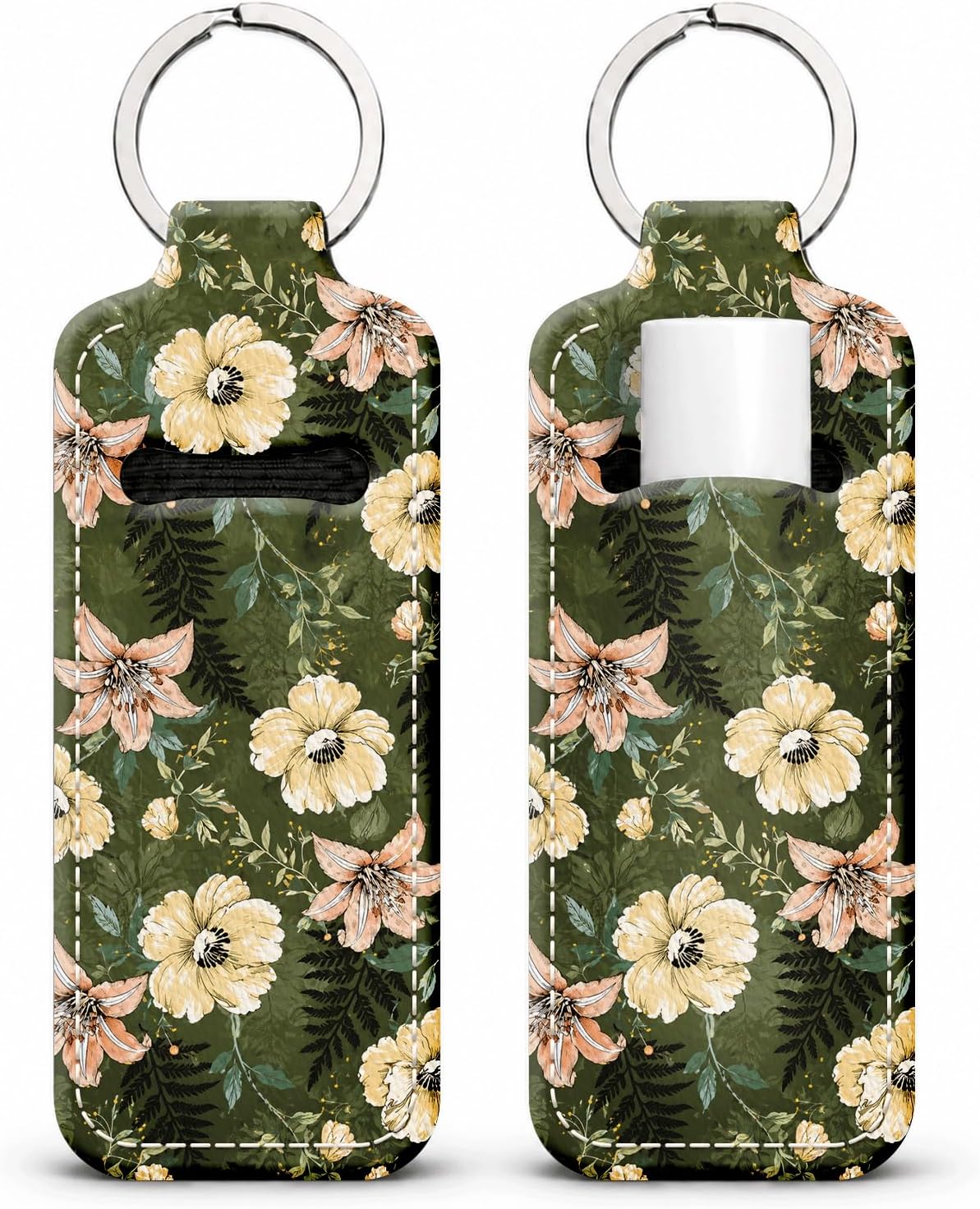 Unique Print Lip Balm Holder Keychain, Aesthetic Chapstick Sleeve Clip for Women Purse and Keys