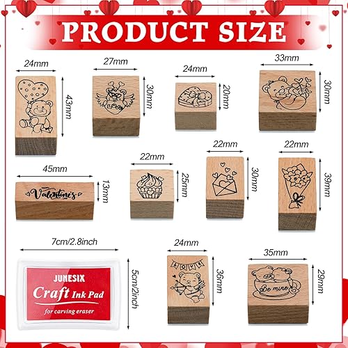 Miniatura 23 de Woanger 15 sellos de goma de madera de Navidad y almohadillas de tinta para manualidades, sello de goma de madera para álbumes de recortes