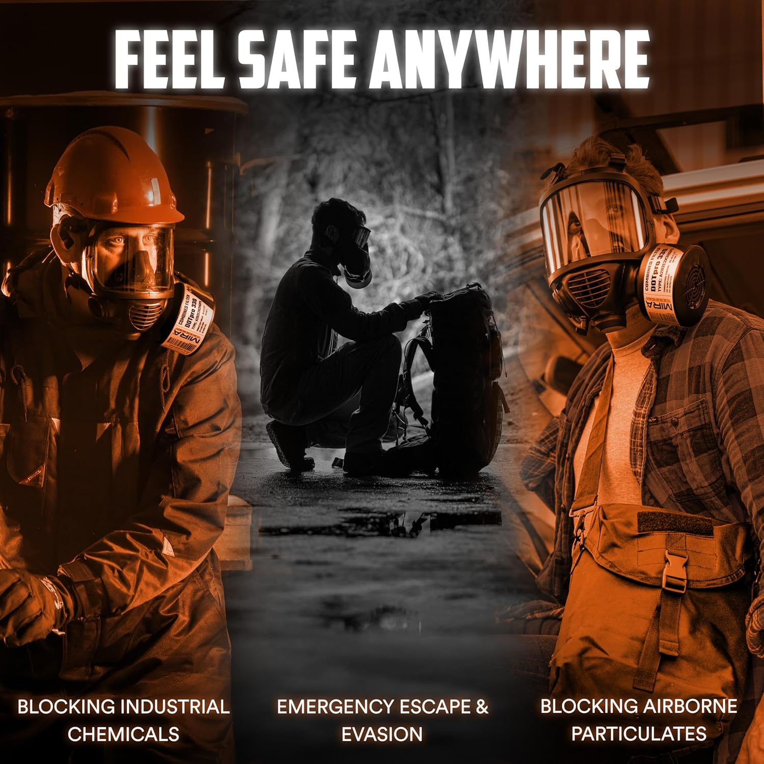 MIRA Safety - DotPro 330 - Industrial Grade Gas Mask Filter | A2 B2 E2 K2 HG P3 Filter Rating | Long Shelf Life | 40mm NATO Filter | Fits CBRN Gas Masks