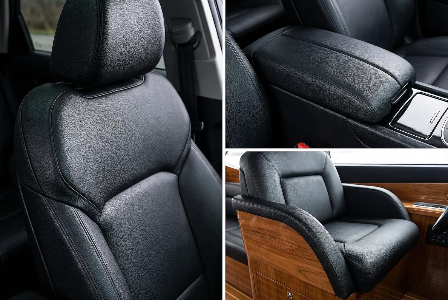 Faux Leather Fabric, Thick Durable Synthetic Repholstery Leather Vinyl, Soft Touch Distressed DIY and Craft Material - Individual. (Lychee Black, 1 Yard)