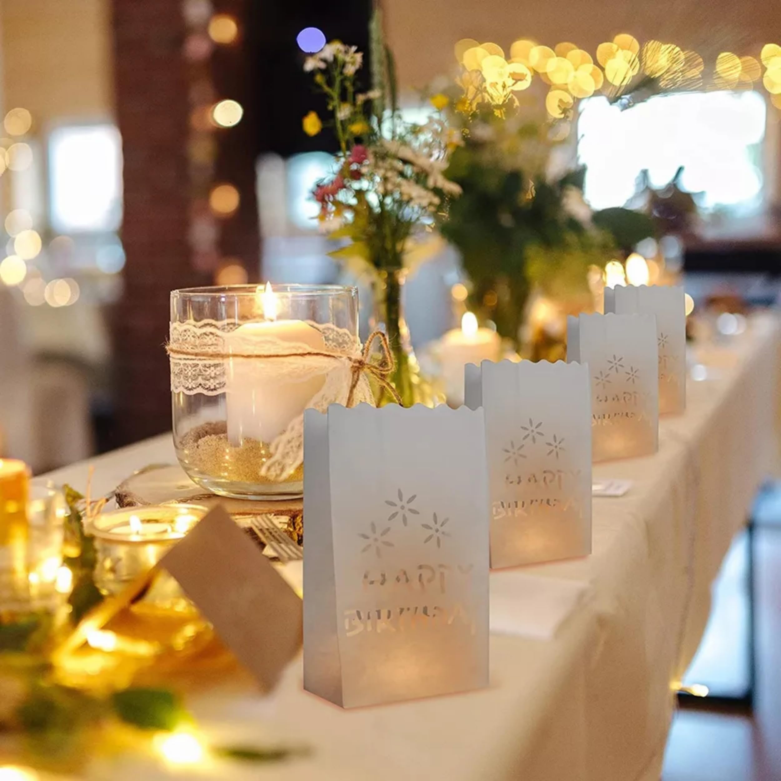 A Liittle Tree Luminary Candle Lantern Paper Bags Party Wedding Birthday Celebrations (Happy Birthday, 10)