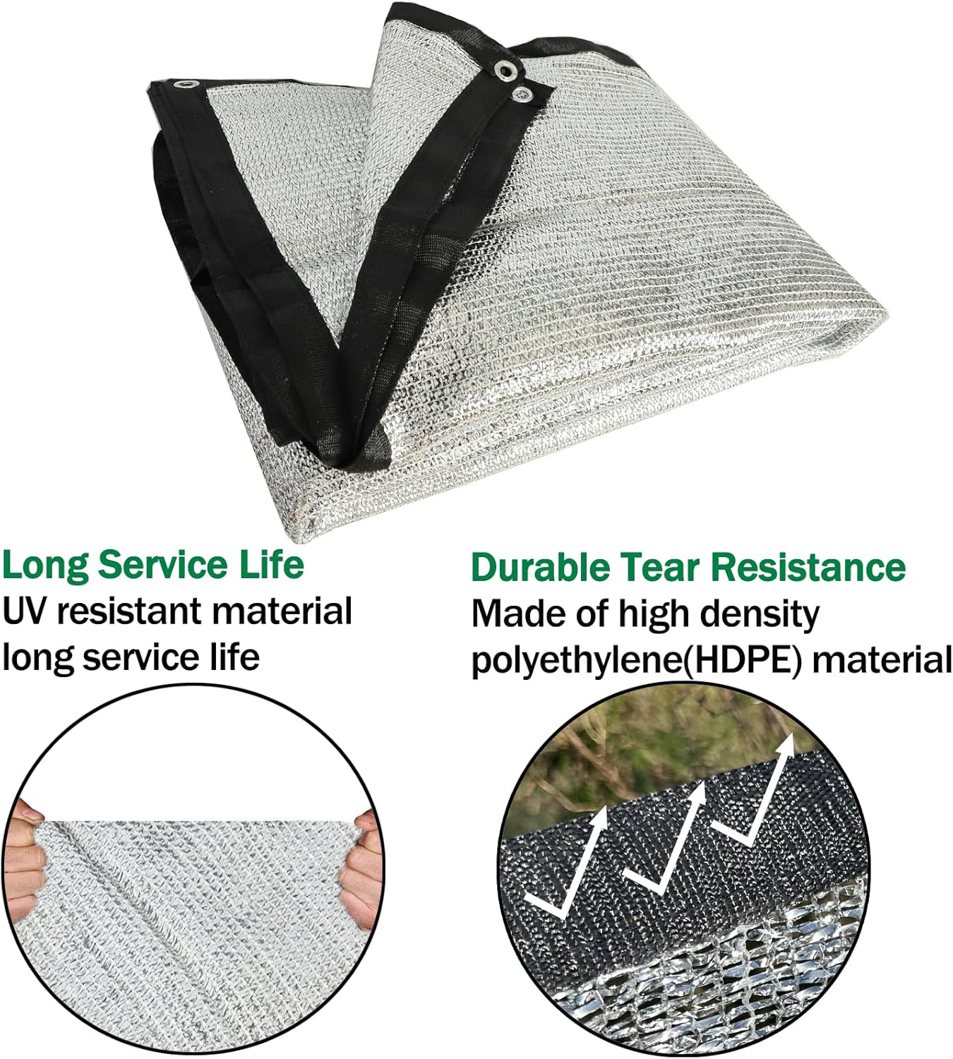 85% Aluminum Foil Shade Cloth with Grommets,6.5ft x 6ft, Mesh Sun Block Fabric Cover, Canopy, Privacy Screen for Outdoor Patio, Garden, Backyard, Silver