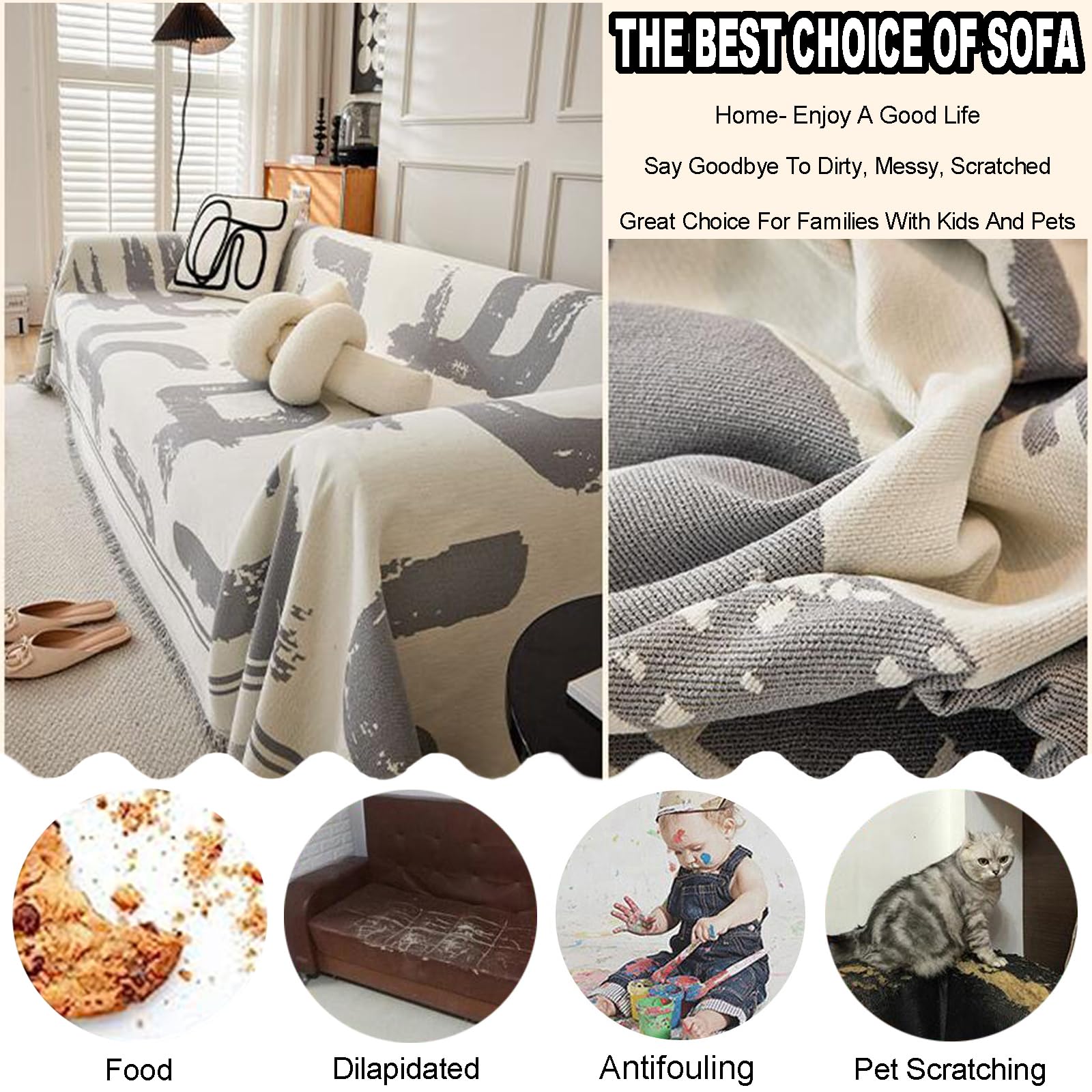 Hoekbankhoesdeken, zachte chenille grote loveseat L-vormige