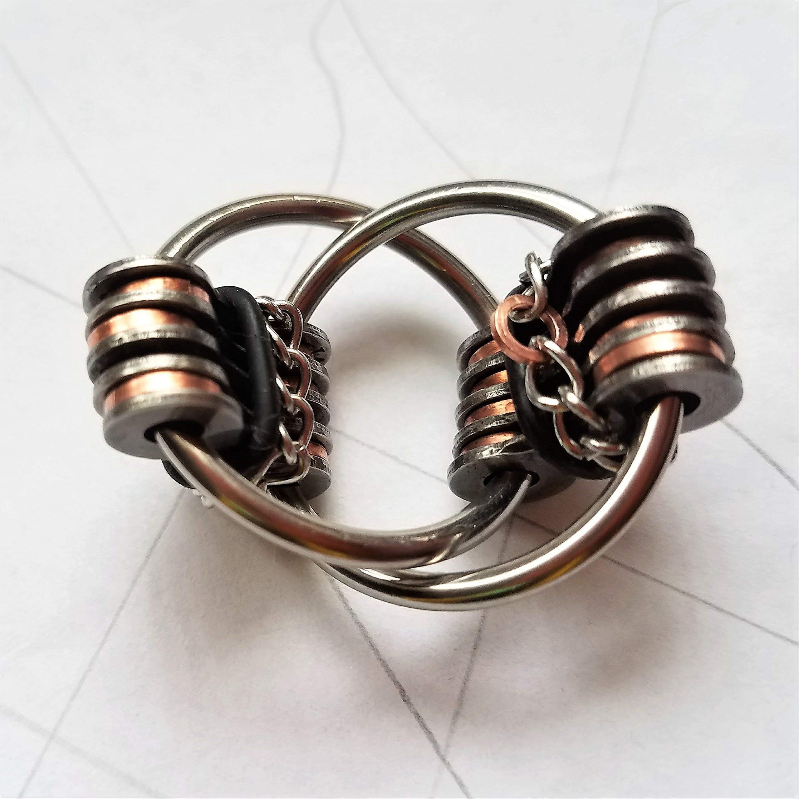 STACKED DUAL BAND: Bike Chain Fidget Restless Hand Toy, Finger Dexterity Exerciser