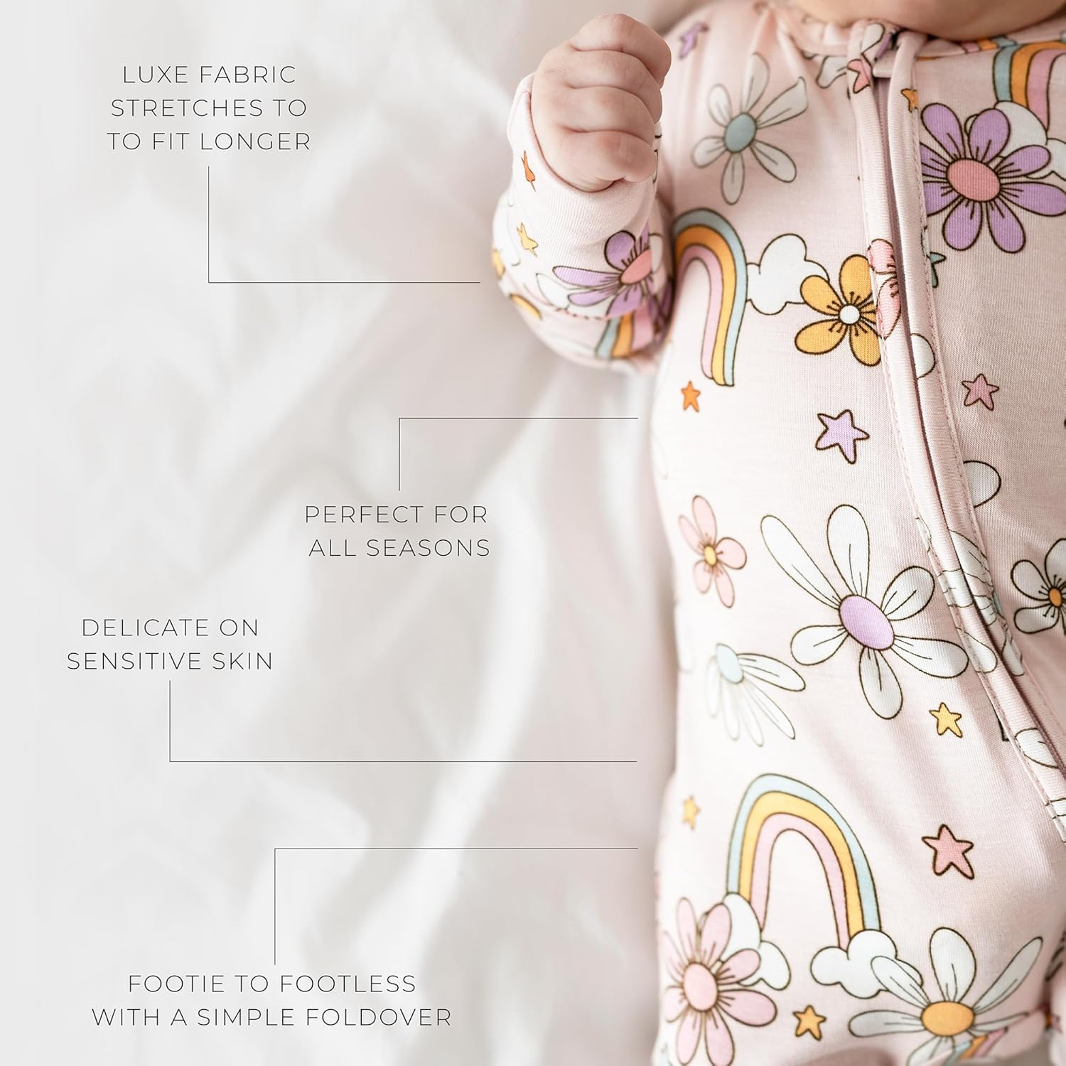 Posh Peanut Convertible Baby Sleepers - Girls Footless Baby Pajamas with 2 Way Zipper for Easy Diaper Changes - Image 4