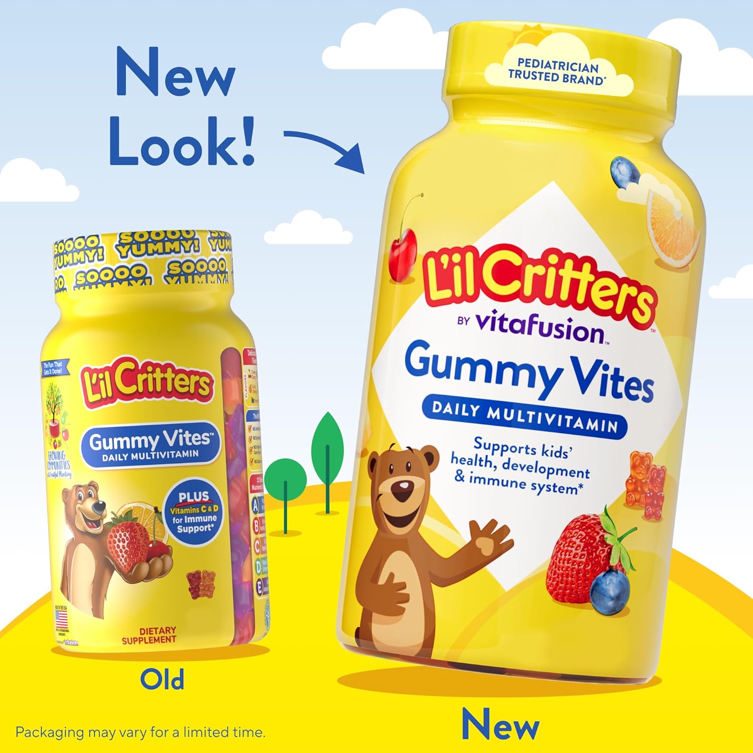 L'il Critters Gummy Vites Daily Kids Gummy Multivitamins Assorted Fruit Flavors for Ages 2+ Toddlers & Kids, Gummy Vitamin with Vitamin C and D, 95-190 Day Supply, 190 Gummies
