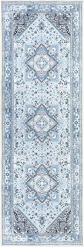 Miniatura 4 de COZYLOOM Tapete vintage de 2 x 3 pulgadas, tapete para puerta delantera, entrada, tapete pequeño con diseño floral oriental, lavable,