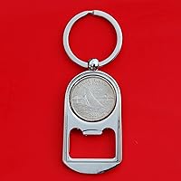 Vista 1 de US 2001 Rhode Island State Quarter BU Uncirculated Coin Silver Tone Key Chain Ring Bottle Opener NEW