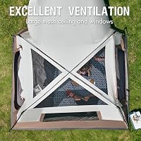 PORTAL Hátsó Autósátor 4-5 Személyes Napvitorlával - 305x245x220cm Vízálló Családi Sátor Kempingezéshez, Fesztiválokhoz, Utazáshoz 7
