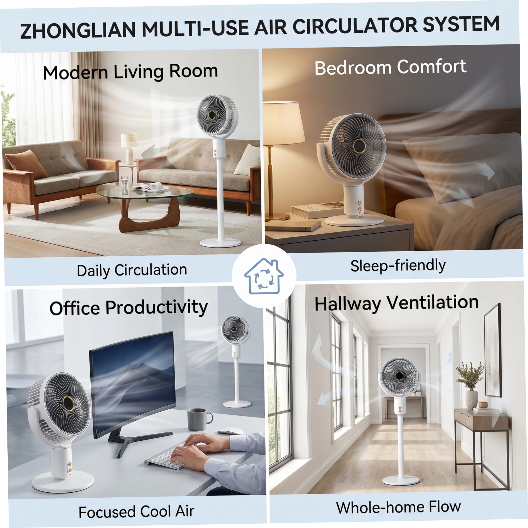 Ventilatore pieghevole, ventilatore da terra portatile, ventilatori oscillanti silenziosi senza fili con altezza regolabile, utilizzo su scrivania e pavimento, supporto portatile oscillante pieg