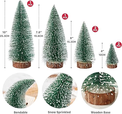 Miniatura 3 de Mini árboles de Navidad, decoración de Navidad artificial con 4 tamaños, botella de árbol de Navidad, cepillo, árboles, decoración de mesa de 6
