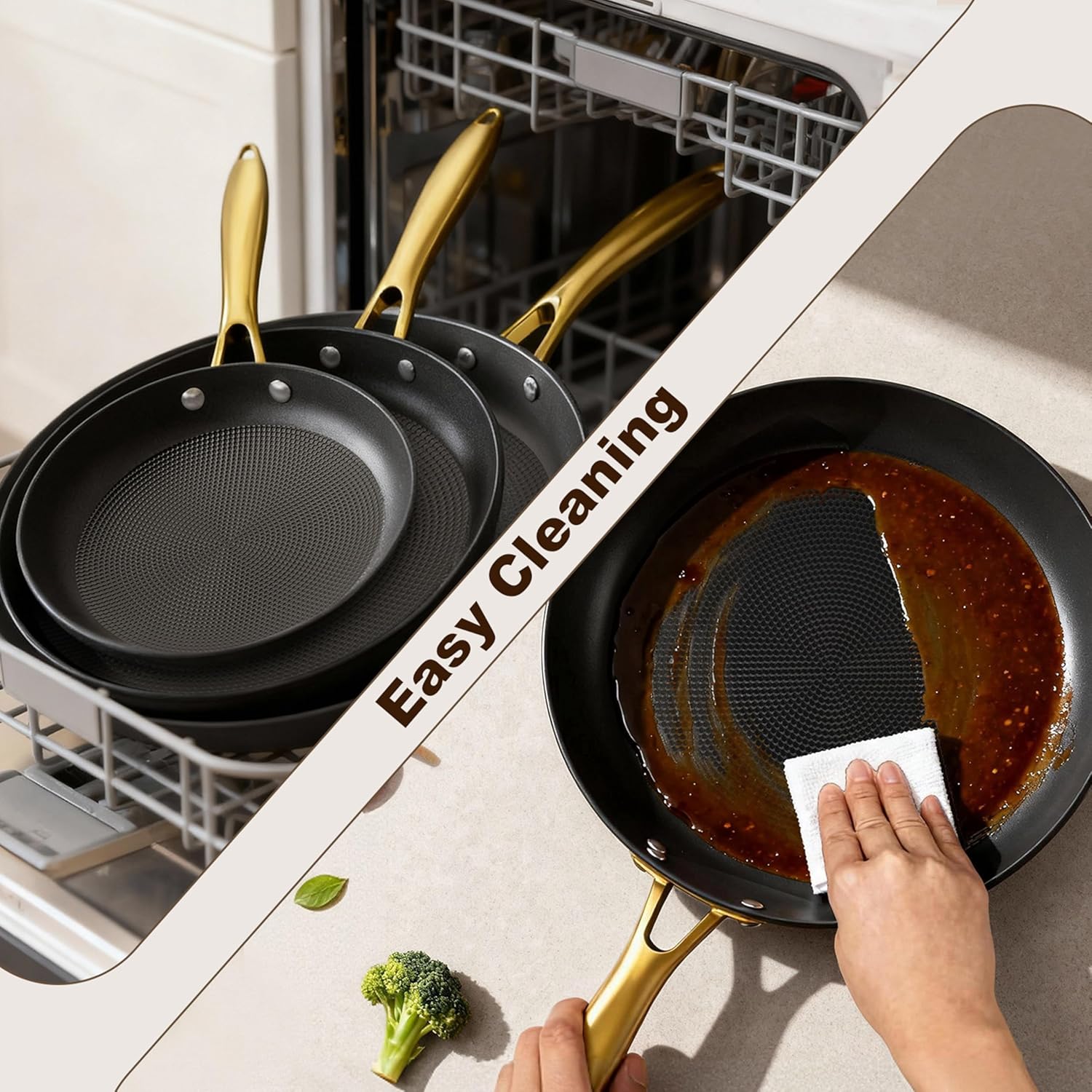 imarku 3 Pcs Non Stick Frying Pans Set, 8+10+12 Inch Nonstick Cast Iron Skillets with Stay Cool Metal Handle, Dishwasher & Oven Safe, Induction Compatible Cooking Pan