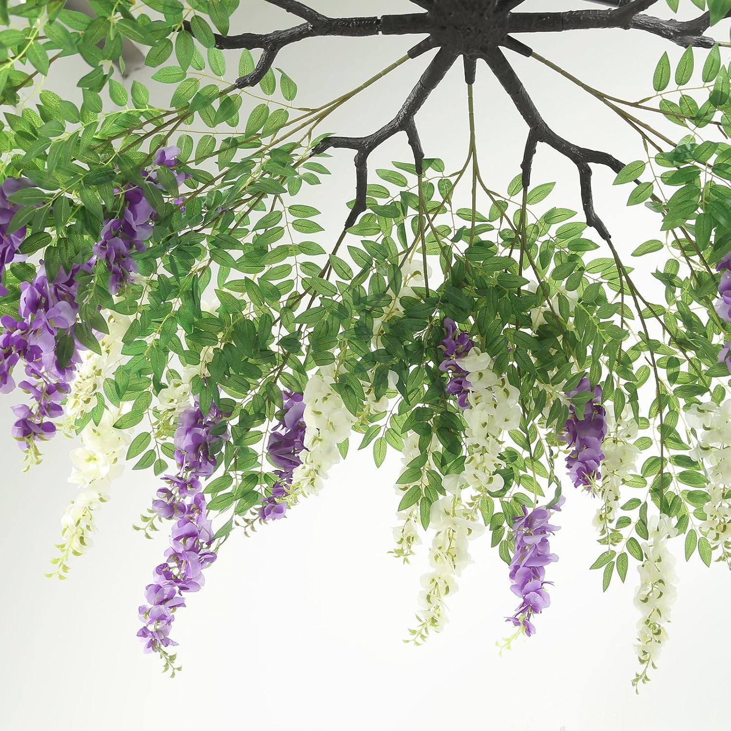 Efavormart 55" Cream Purple Wisteria Hanging Canopy, 24-Branch Heavy-Duty Floral Chandelier for Royal Weddings and Ballroom Ceilings