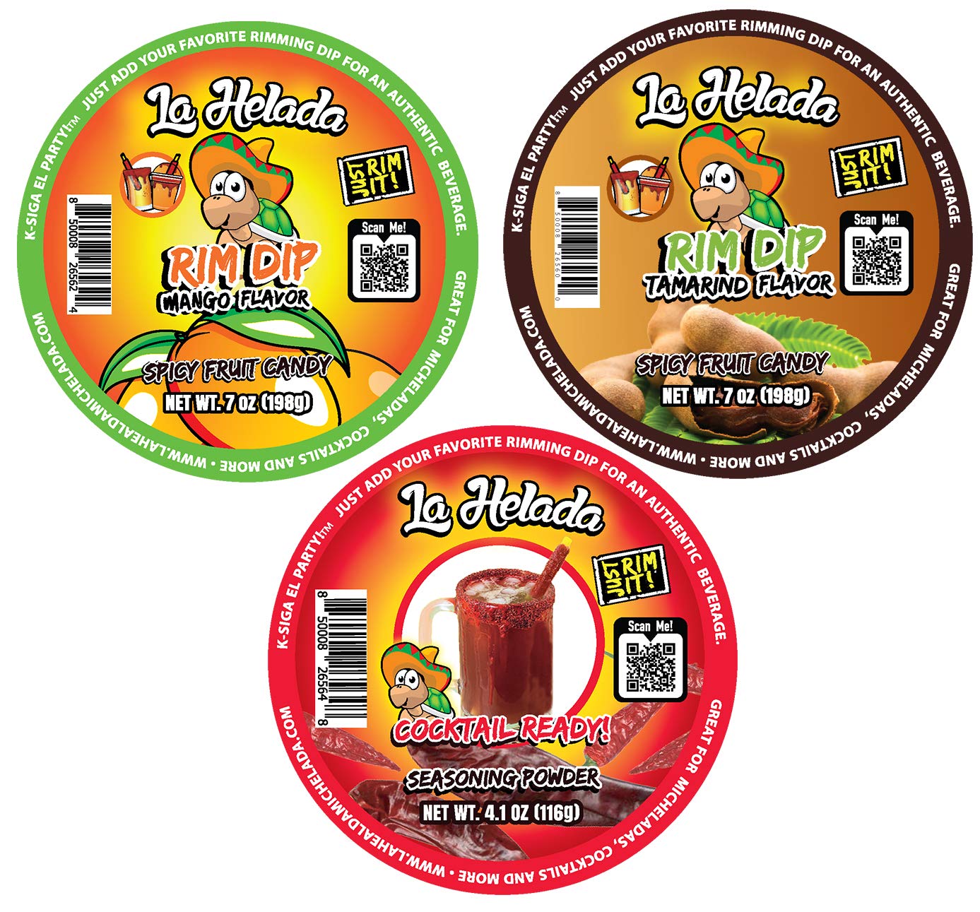 La Helada Rim Dip Bundle! Tamarind Flavored Paste, Mango Flavored Paste and Cocktail Ready Seasoning Powder Chili Flavor Rim Dip! Escarchador/Rimmer for Drinks, Cocktails and Micheladas!