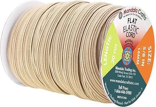 Vista 155 de Mandala Crafts - Rollo de cordón elástico plano para costura y manualidades Beige