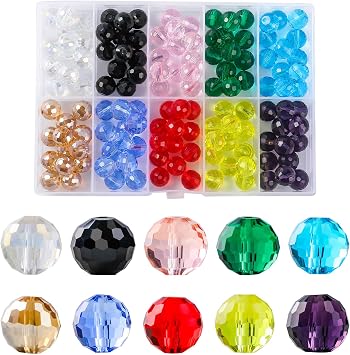 FZH 300PCS 6MM Round Crystal Glass Beads for Jewelry Making - Faceted Rondelle Beads for Bracelets, Necklaces & Pendants