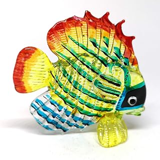 ZOOCRAFT Handmade Glass Tropical Reef Fish Figurine Hand Painted Coastal Home Decor Collectible 2.3x0.9x2.3 Inches