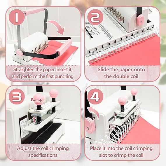 Spiral Binding Machine Wire Book Binder Tool Hole Pitch 2:1 Compatible with Wire,Spiral Coils, Make Professional Books, Notebooks, Calendars and More