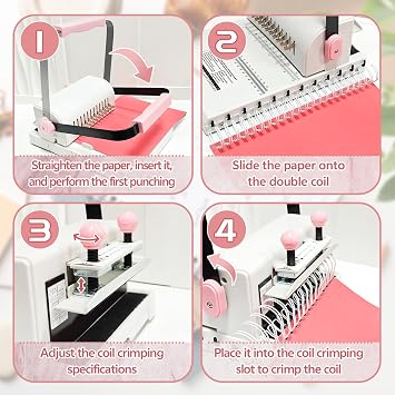 Spiral Binding Machine Wire Book Binder Tool Hole Pitch 2:1 Compatible with Wire,Spiral Coils, Make Professional Books, Notebooks, Calendars and More